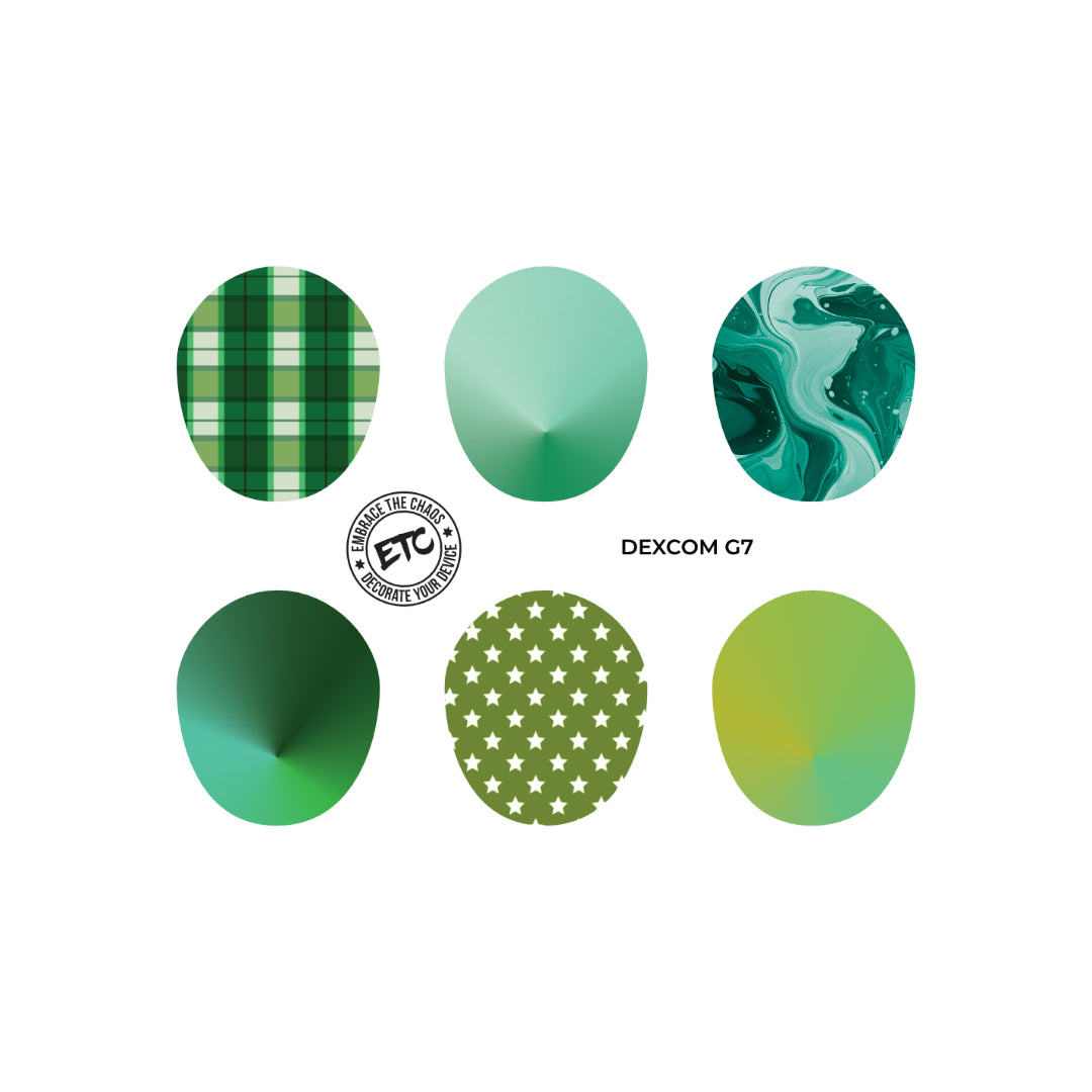 Dexcom G7/Dexcom One+ Sensor Sticker (Grounded Greens) 6 pack