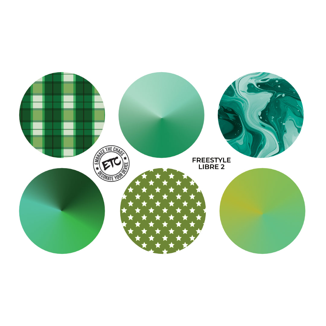 Freestyle Libre 2 Sensor Stickers (Grounded Greens) 6 pack