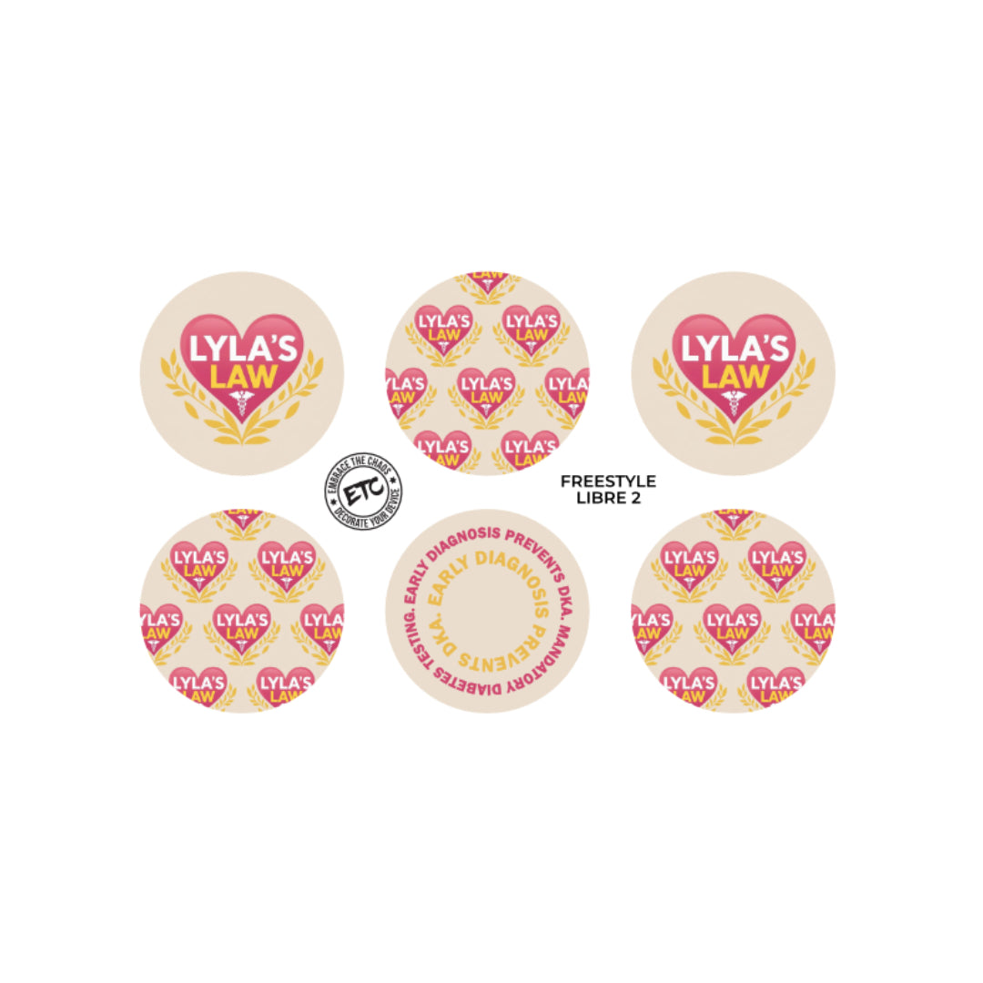 Freestyle Libre 2 Sensor Stickers (Lyla's Law) 6 pack
