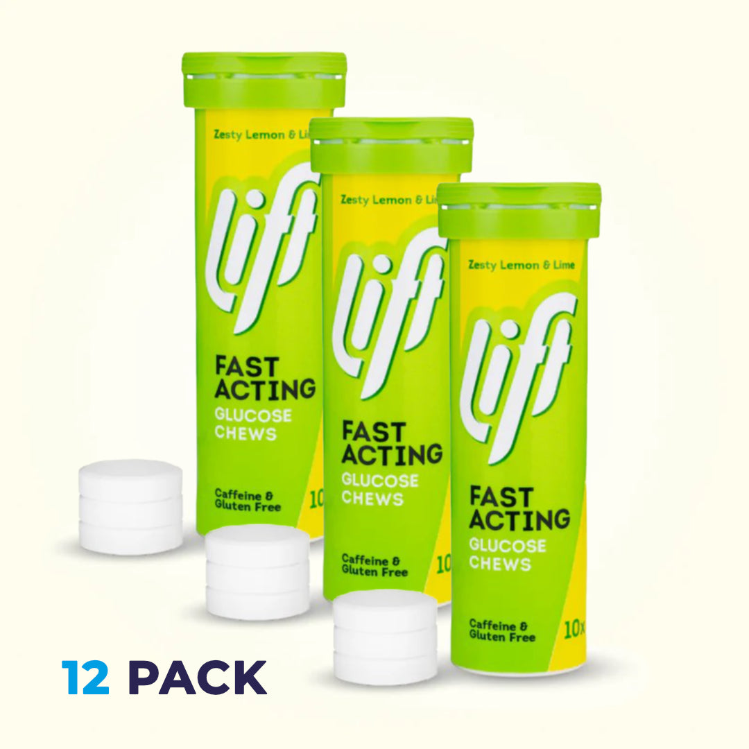 Box of 12 Tubes Lift Zesty Lemon &amp; Lime GlucoTabs (120 tablets)