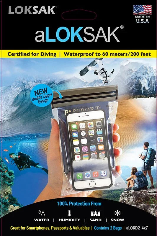 Loksak Waterproof Bag - Pack of 2 - 4" x 7"