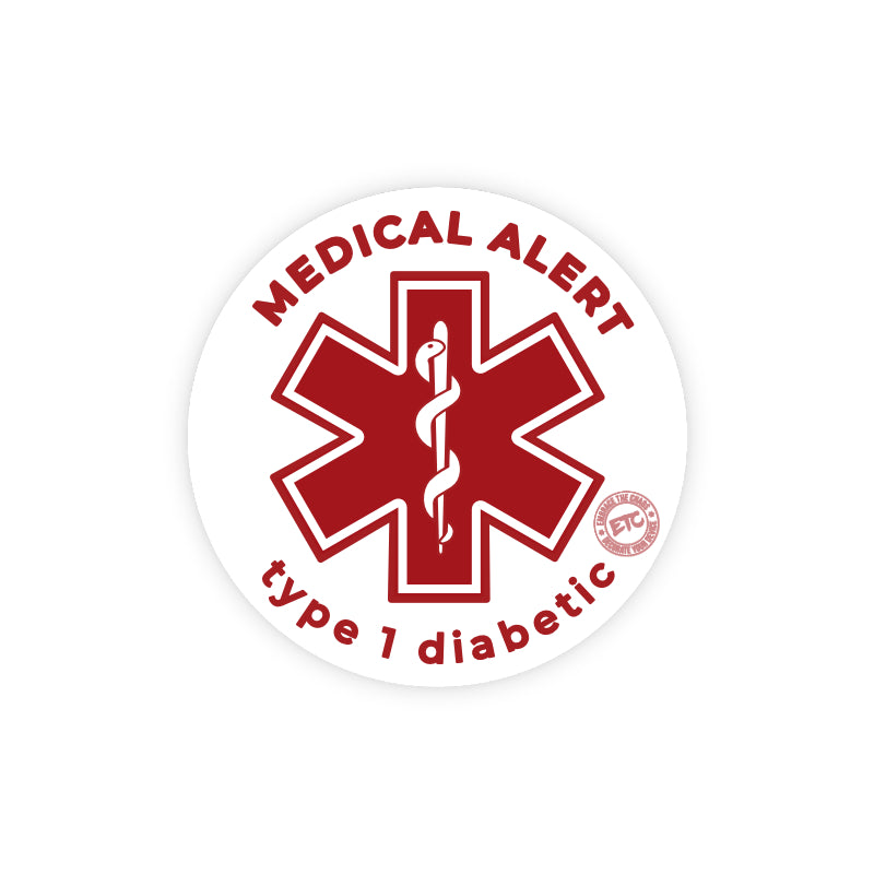 ETC Medical Alert - Vinyl Decal Sticker (T1D) White