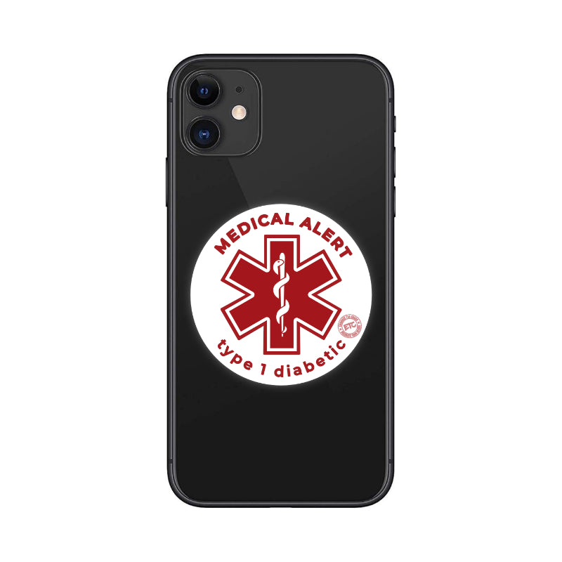 ETC Medical Alert - Vinyl Decal Sticker (T1D) White