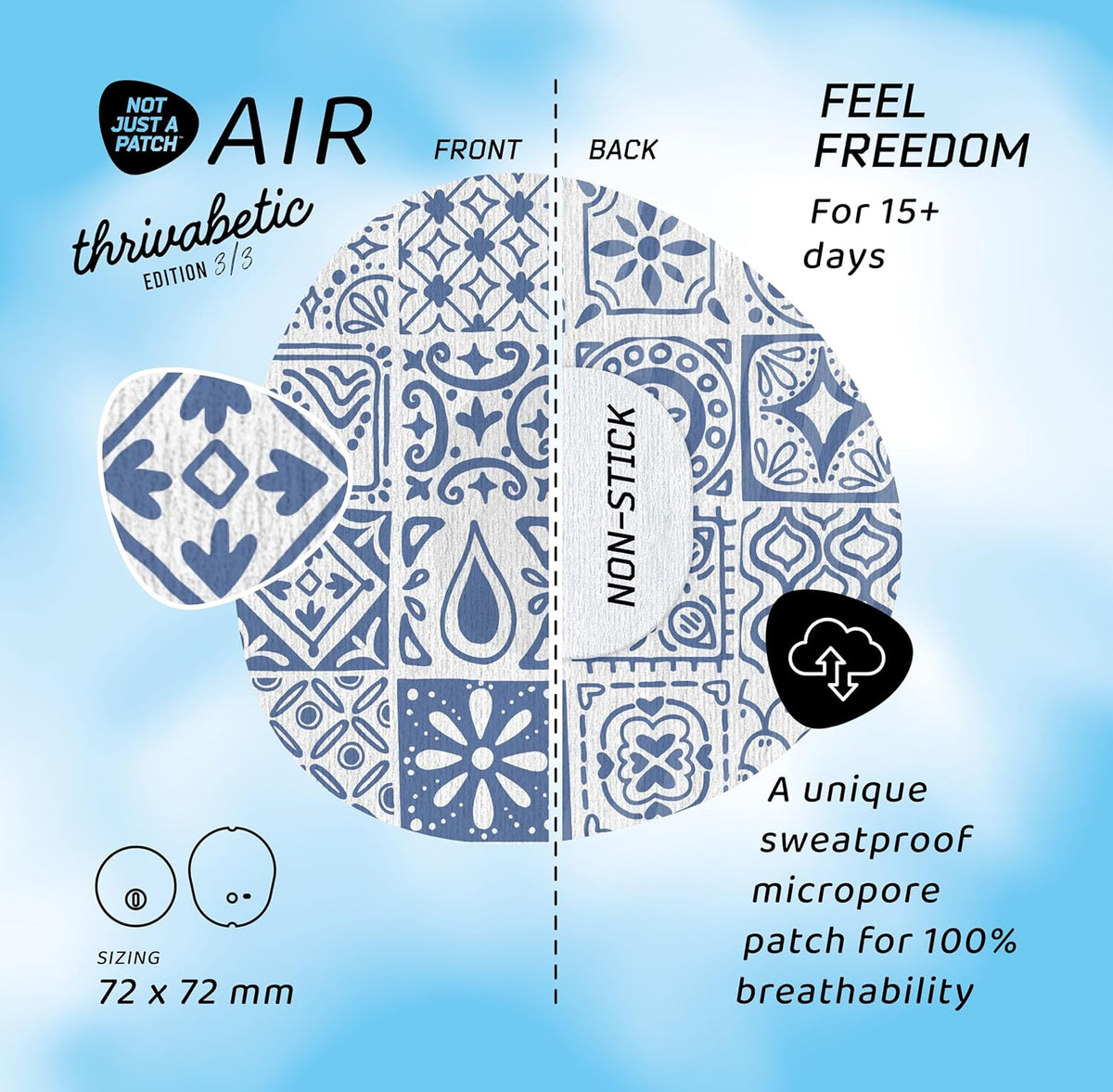 Not Just a Patch Air Mini Patterned - Dexcom G7/Dexcom ONE+/Libre 3  - 10 Pack