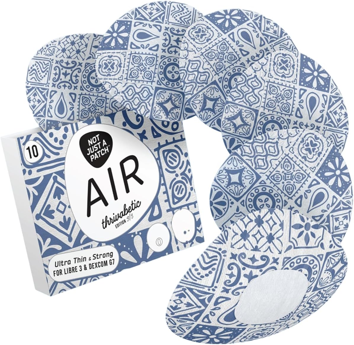 Not Just a Patch Air Mini Patterned - Dexcom G7/Dexcom ONE+/Libre 3  - 10 Pack