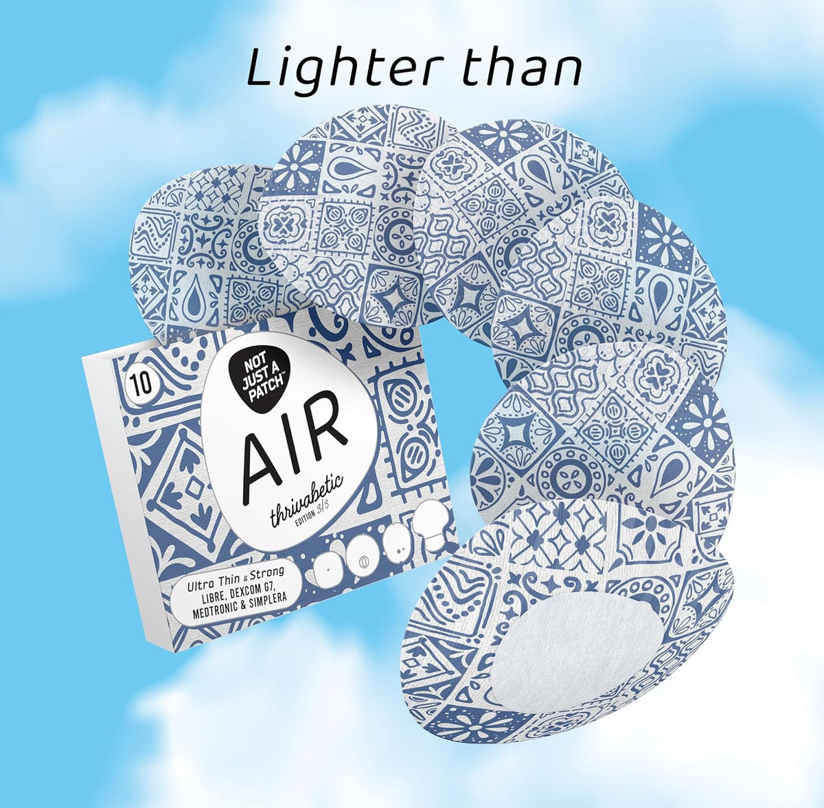 Not Just a Patch Air - Freestyle Libre 2 & 3 /Dexcom G7/ Medtronic CGMs - 10 Pack - Choose Pattern