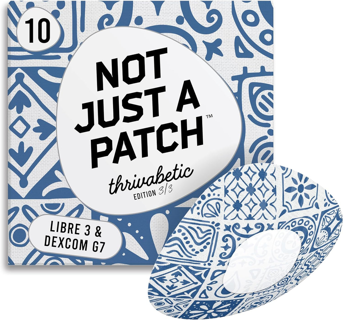 Not Just a Patch Original Patterned - Dexcom G7/Dexcom ONE+/Libre 3  - 10 Pack