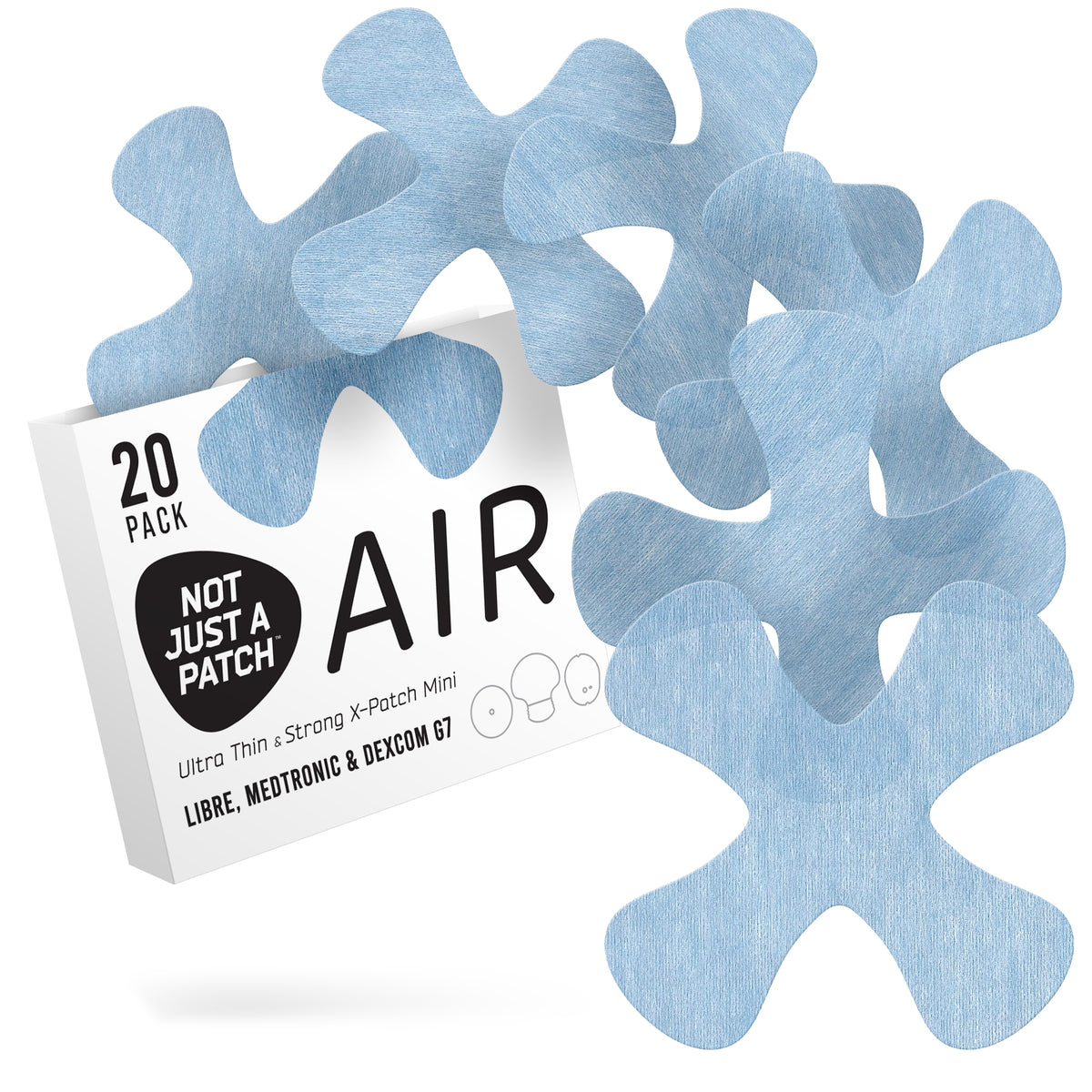 Not Just a Patch X Mini Air for Libre 2 or 3/Dexcom G7/ Medtronic CGM - 20 Pack - Choose Colour