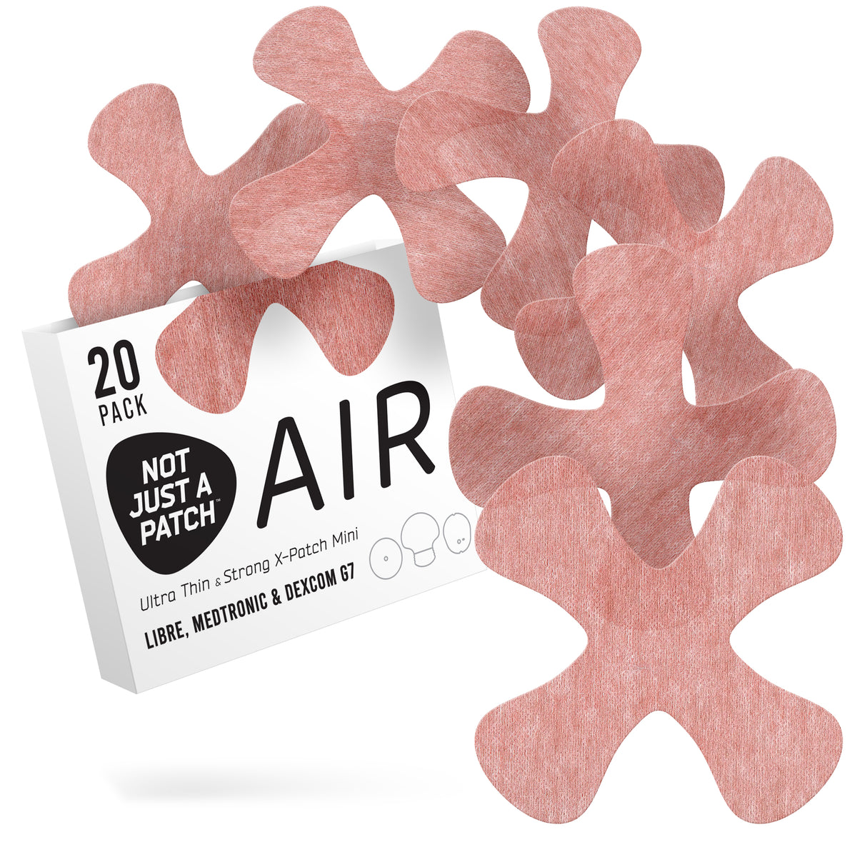 Not Just a Patch X Mini Air for Libre 2 or 3/Dexcom G7/ Medtronic CGM - 20 Pack - Choose Colour