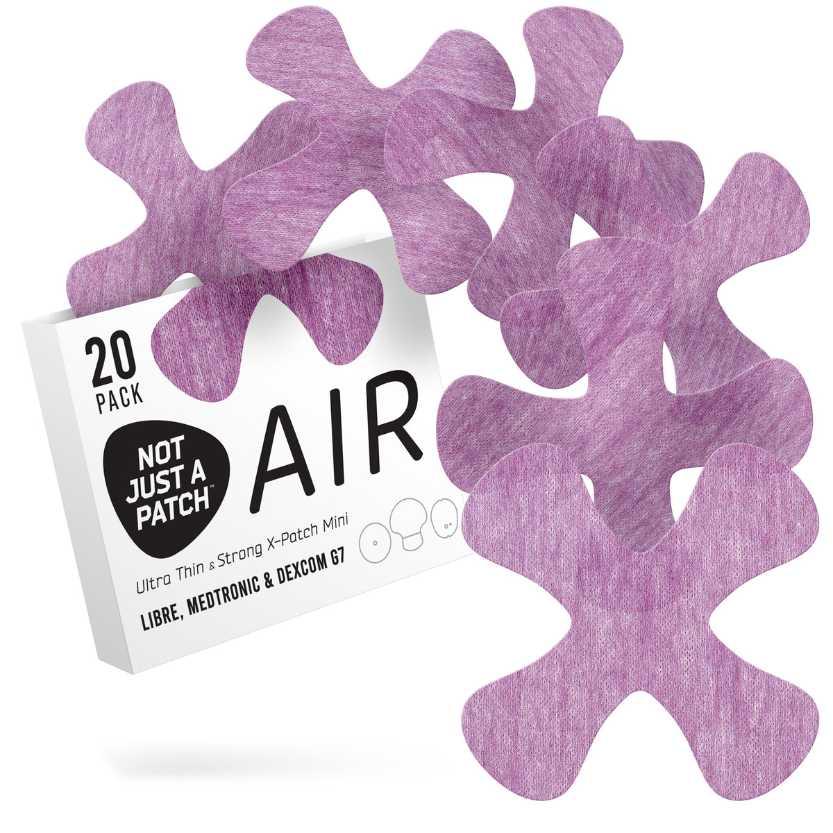 Not Just a Patch X Mini Air for Libre 2 or 3/Dexcom G7/ Medtronic CGM - 20 Pack - Choose Colour