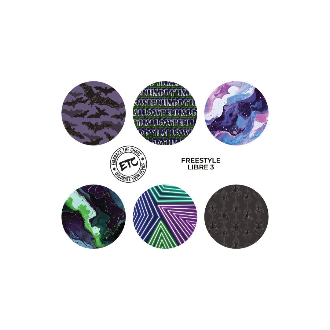 Freestyle Libre 3 Sensor Stickers (Neon Midnight) 6 pack