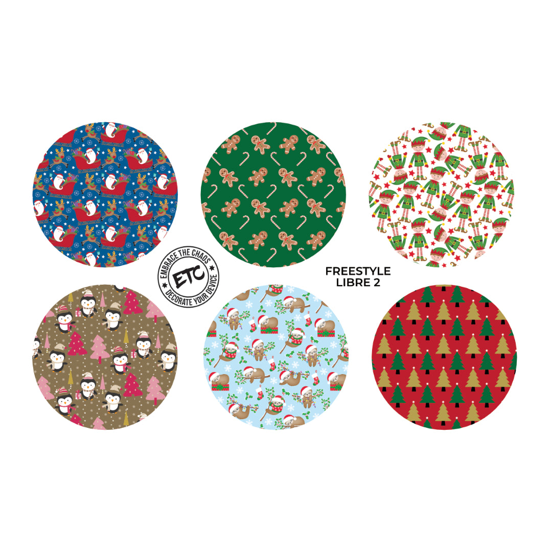 Freestyle Libre 2 Sensor Stickers (OG Christmas) 6 pack