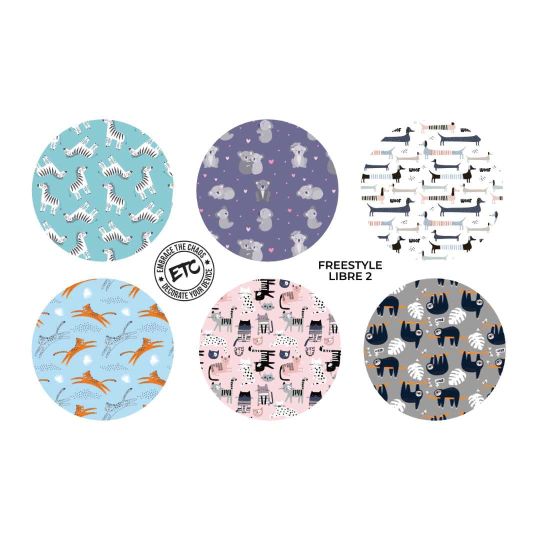 Freestyle Libre 2 Sensor Stickers (OG Animals) 6 pack