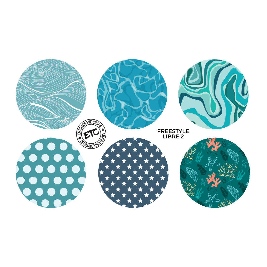 Freestyle Libre 2 Sensor Stickers (Ocean Wonders) 6 pack