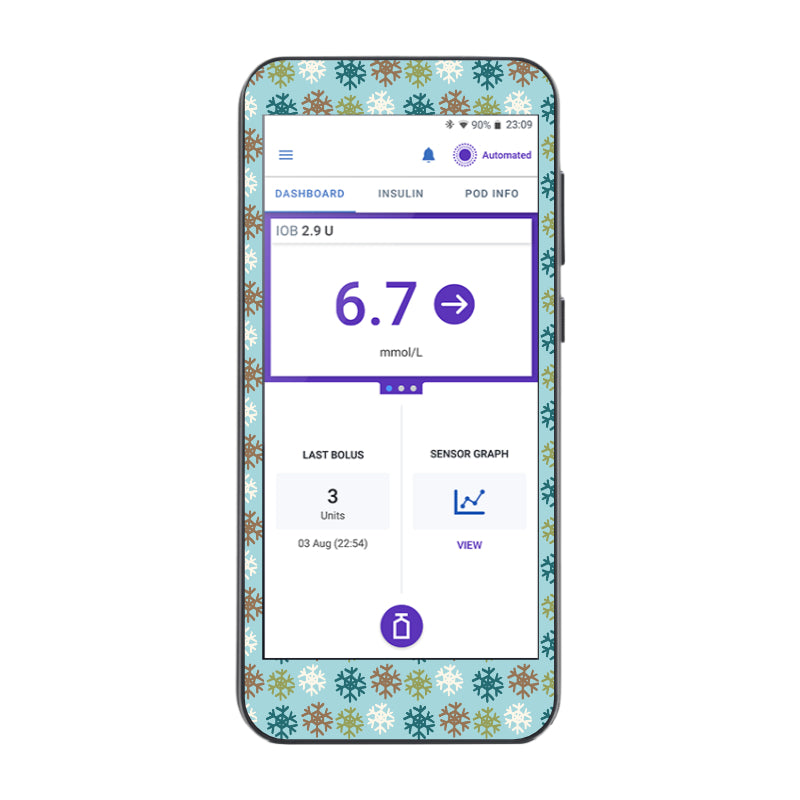 Omnipod 5 Cover Sticker (Frosty Snowflakes)