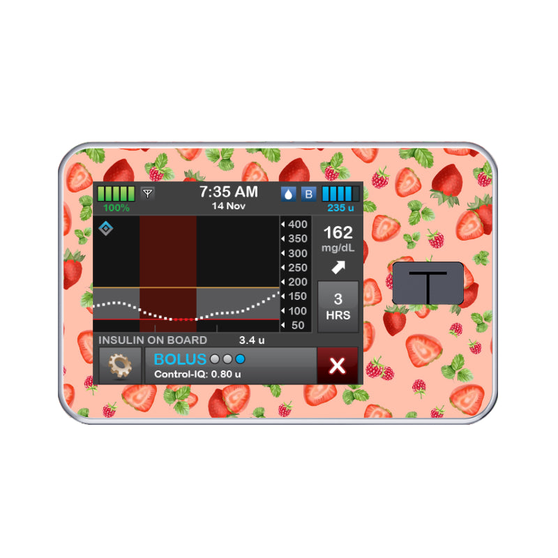 T:slim Cover Sticker (Pink Berry Burst) - Diabeticsupply.co.uk