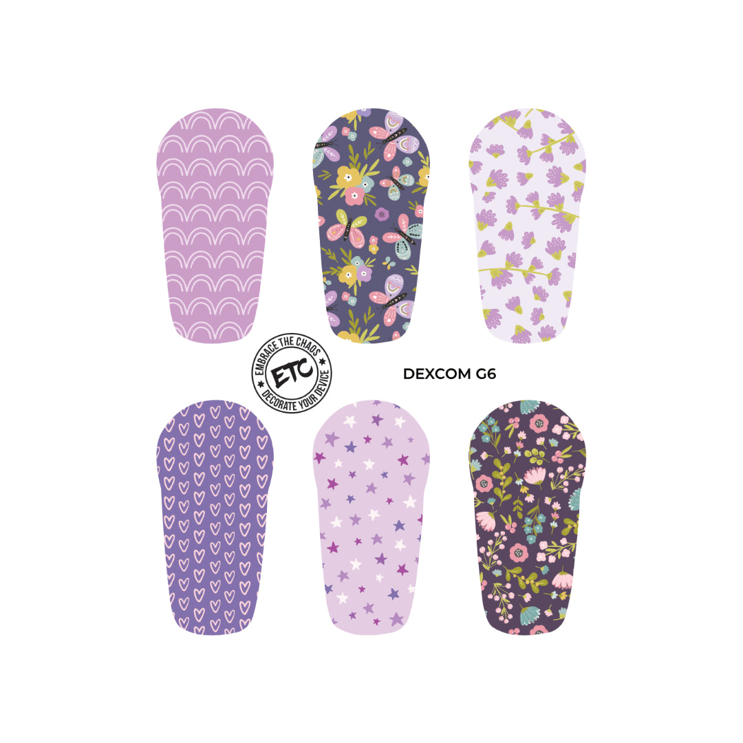 Dexcom G6/One Sensor Stickers (Purple Dreams) 6 pack