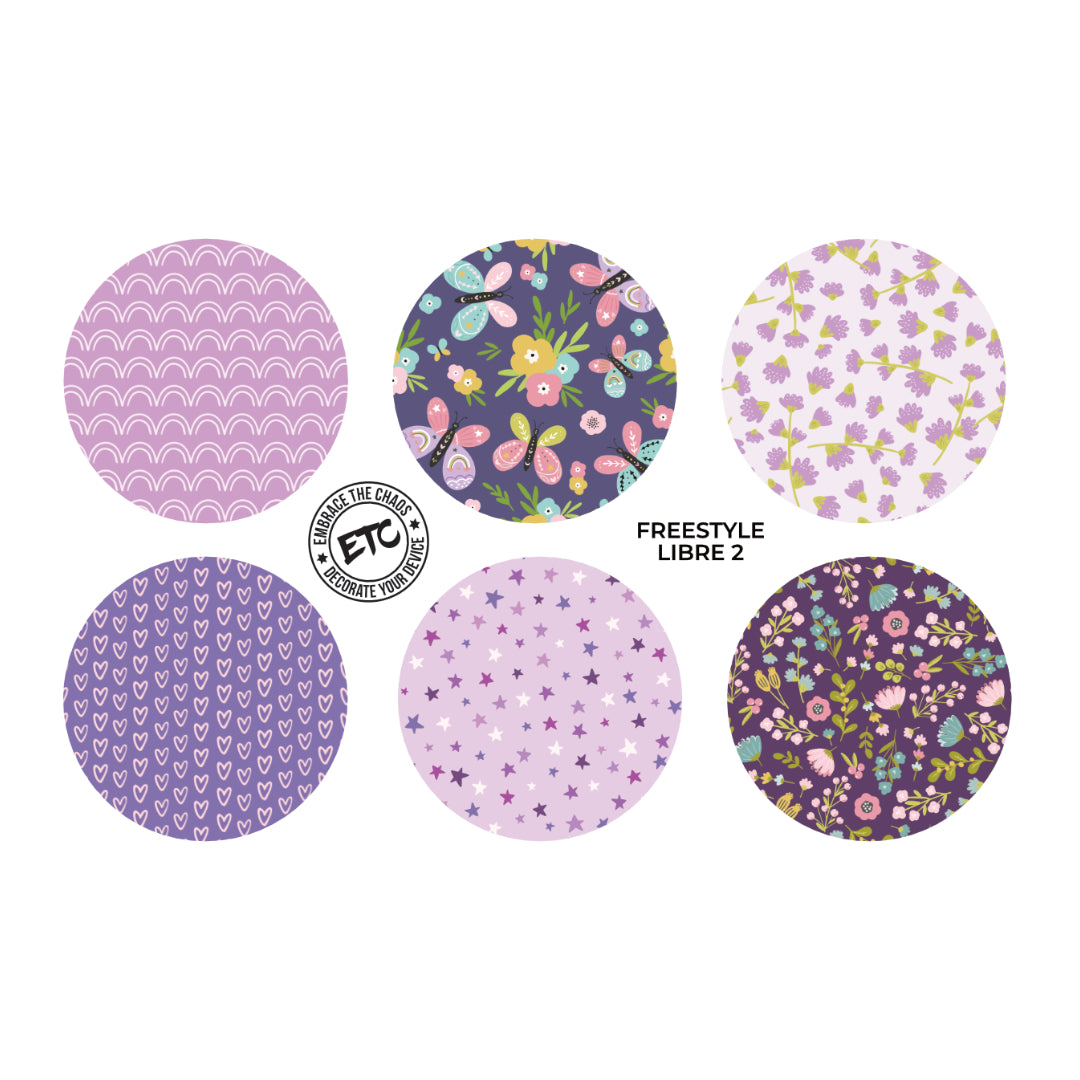 Freestyle Libre 2 Sensor Stickers (Purple Dreams) 6 pack