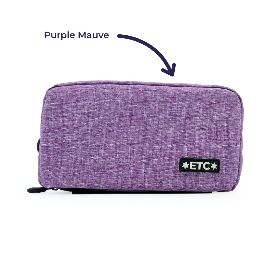 Purple mauve kitbag ETC logo badge B&W marble purple haze patterend kitbags