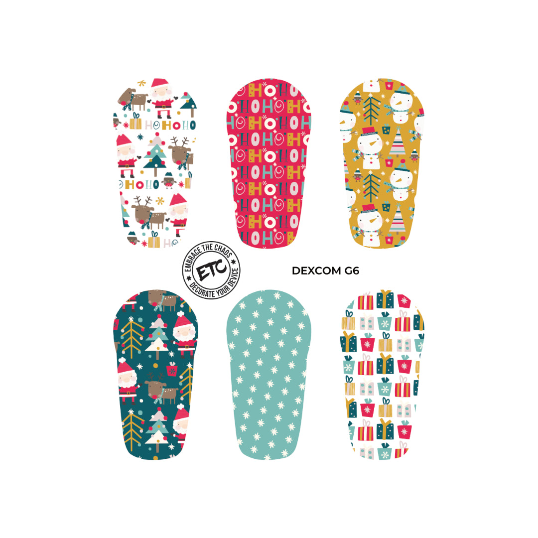 Dexcom G6/One Sensor Stickers (Santa&#39;s Helpers) 6 pack