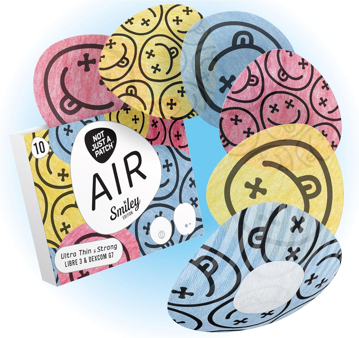 Not Just a Patch Air Mini Patterned - Dexcom G7/Dexcom ONE+/Libre 3  - 10 Pack