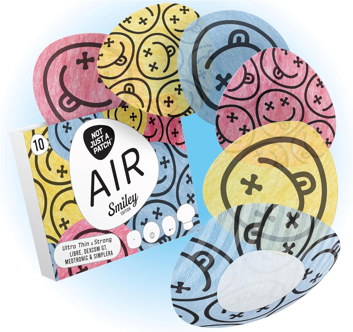 Not Just a Patch Air - Freestyle Libre 2 & 3 /Dexcom G7/ Medtronic CGMs - 10 Pack - Choose Pattern