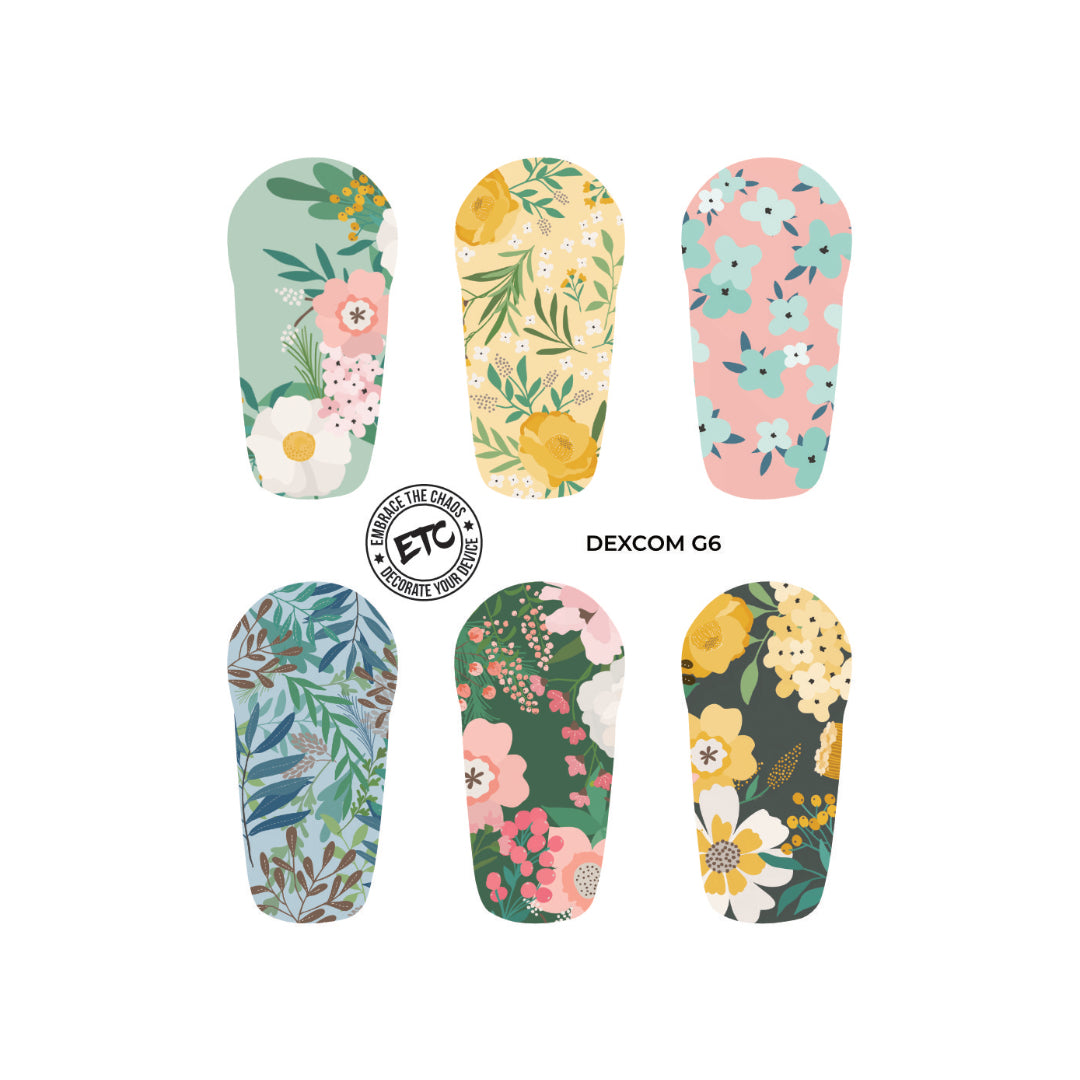 Dexcom G6/One Sensor Stickers (Summer Florals) 6 pack