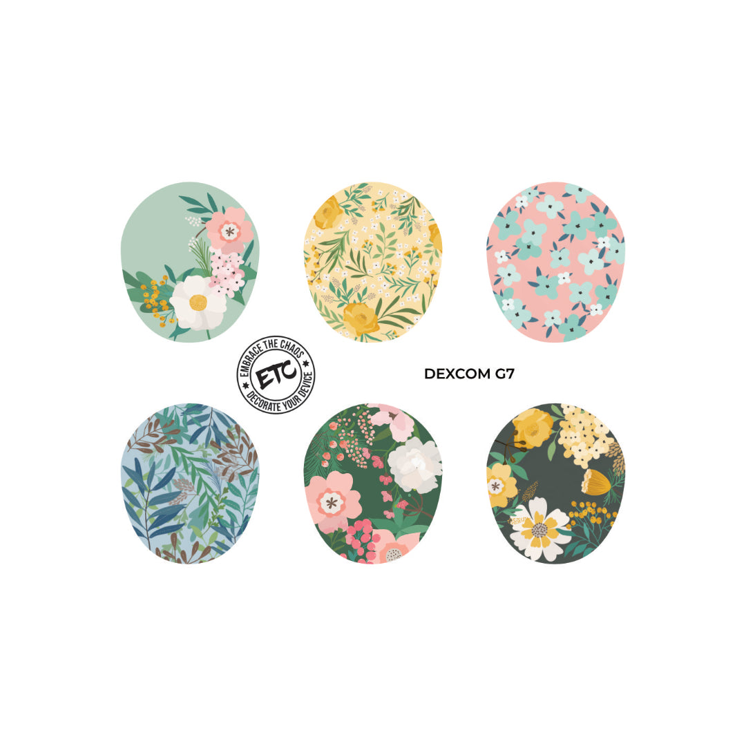 Dexcom G7/Dexcom One+ Sensor Sticker (Summer Florals) 6 pack