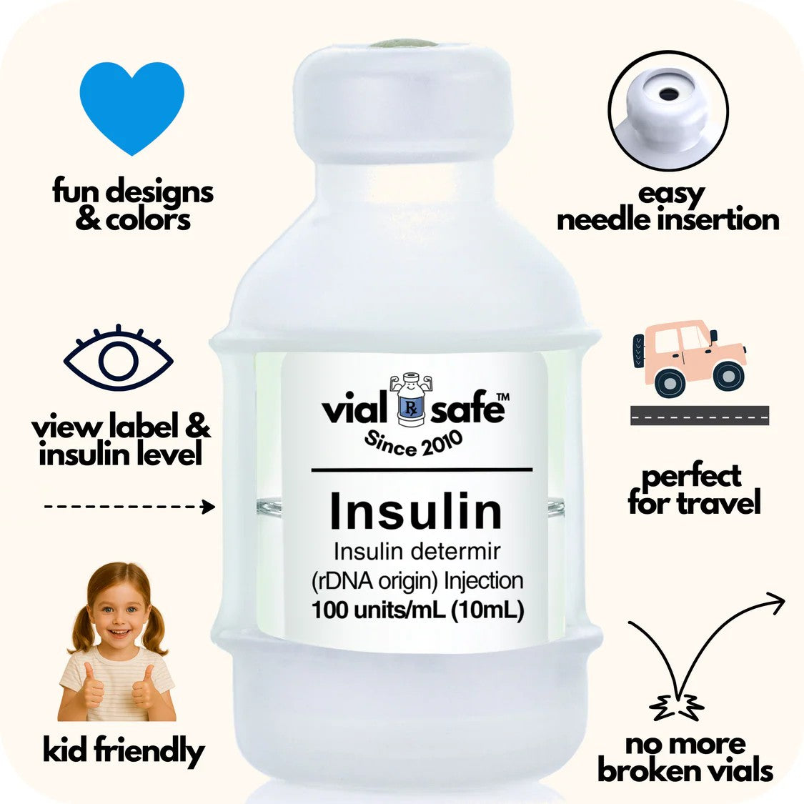 Vial Safe Impact Resistant Medication Vial Protector (Pawprint) - 2 Pack