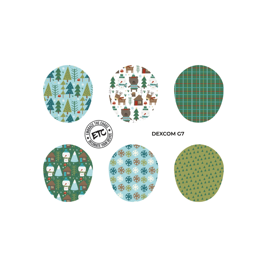 Dexcom G7/Dexcom One+ Sensor Sticker (Winter Forest) 6 pack