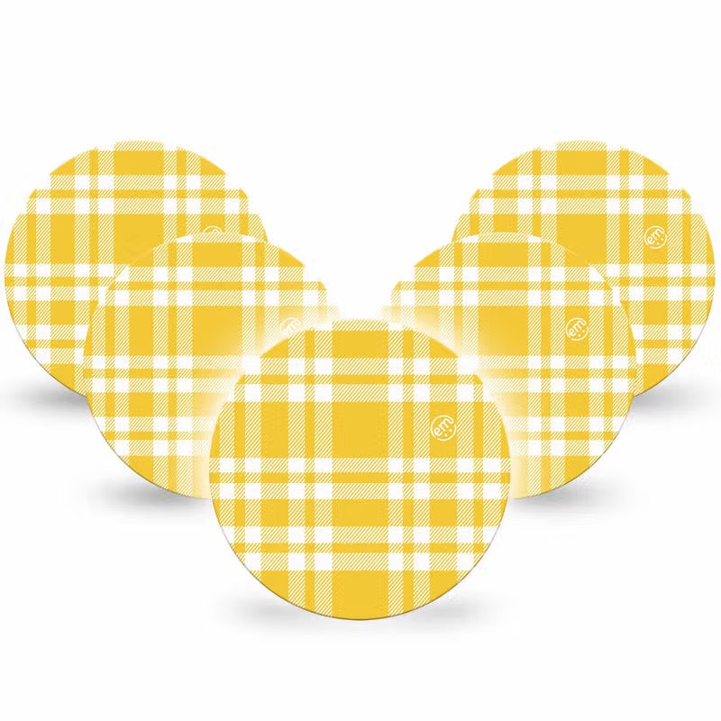 ExpressionMed OverPatch Yellow Gingham Adhesive Patch Freestyle Libre 2 or 3
