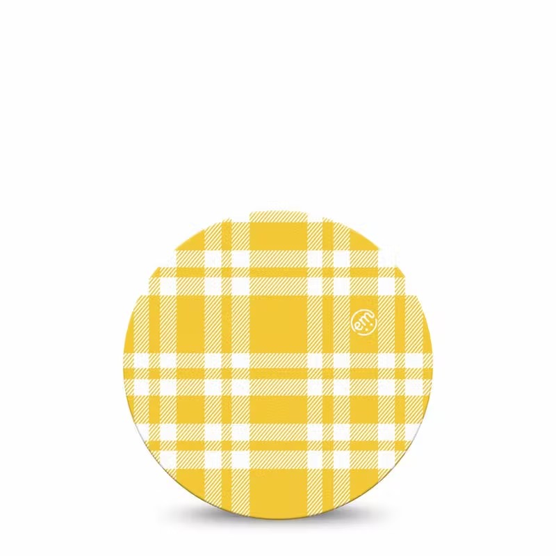 ExpressionMed OverPatch Yellow Gingham Adhesive Patch Freestyle Libre 2 or 3