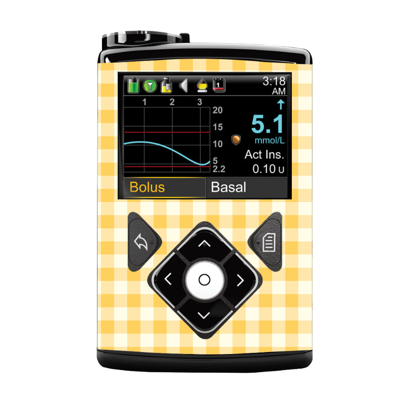 Medtronic 640/670/780G Pump Sticker (Yellow Gingham)