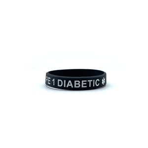 Type 1 Diabetic Medical Alert Silicone Wristband (Black)