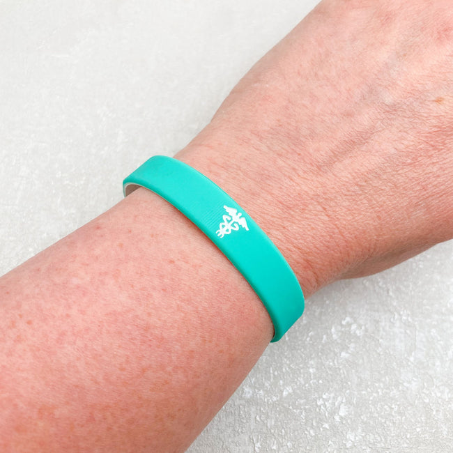 Confidential Medical Alert Silicone Custom Wristband - Teal