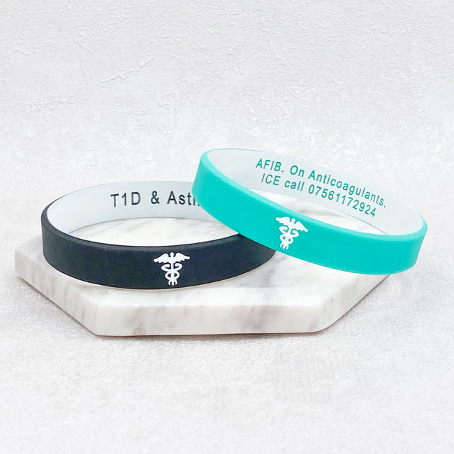 Confidential Medical Alert Silicone Custom Wristband - Teal