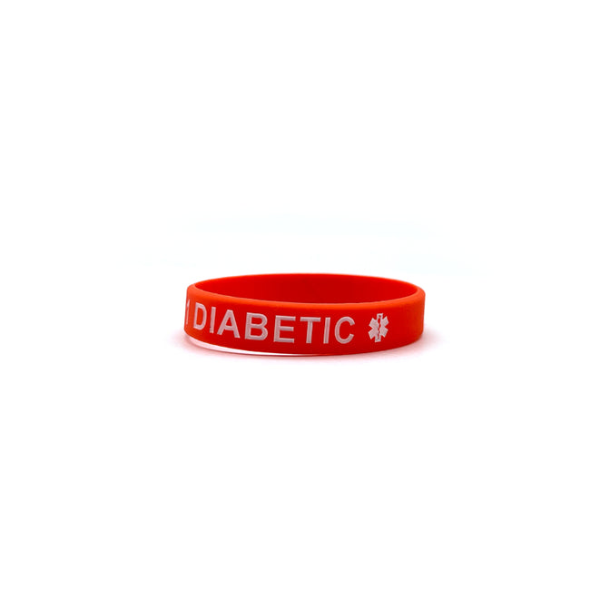 Type 1 Diabetic Medical Alert Silicone Wristband (Orange)