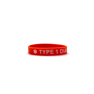 Type 1 Diabetic Medical Alert Silicone Wristband (Orange)