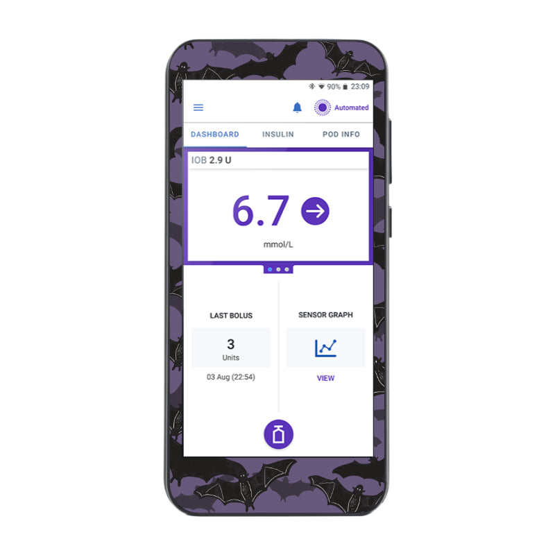 Omnipod 5 Cover Sticker (Vampire Bats)