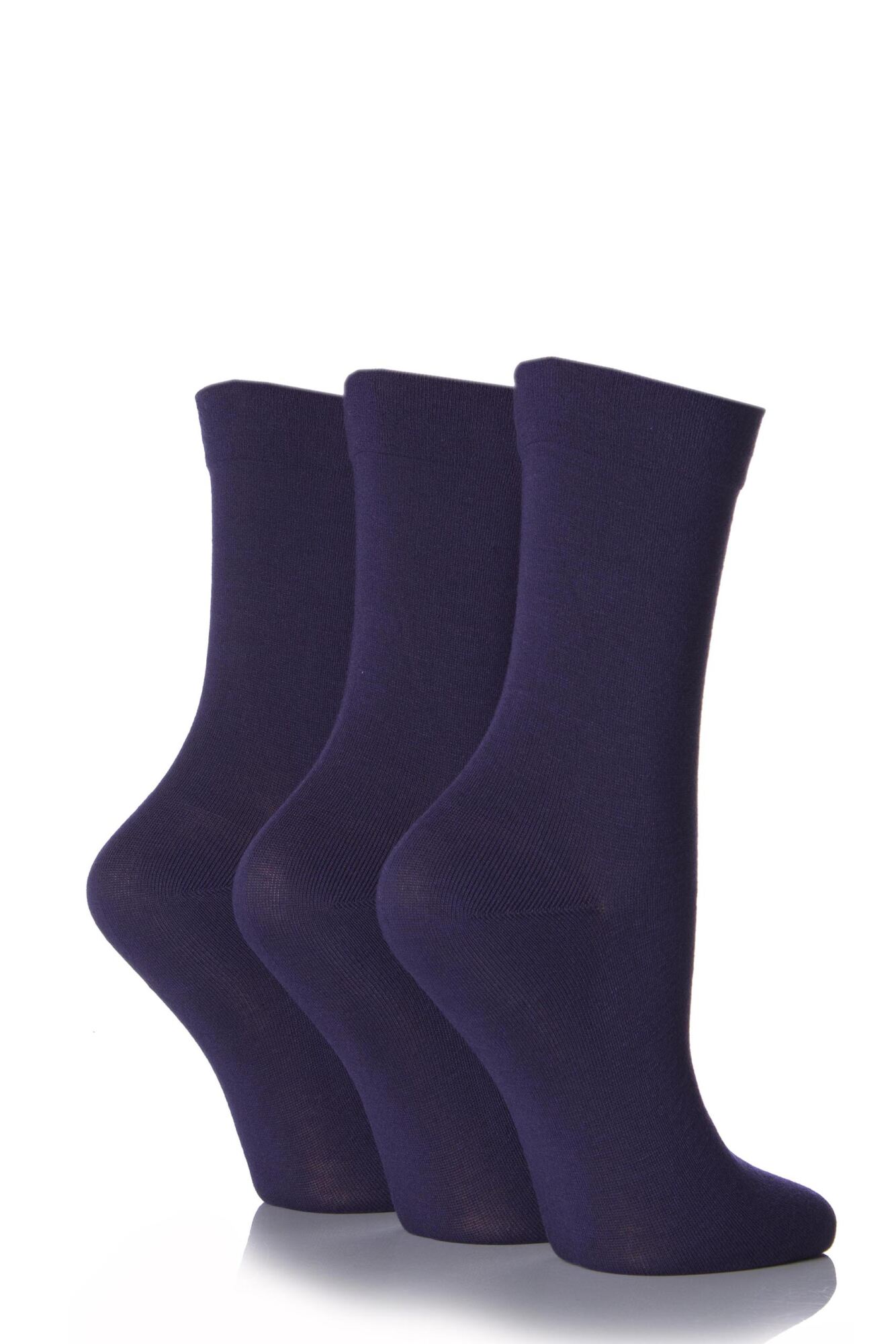 3 Pairs Blue Ladies Gentle Grip Diabetic Socks Size 4 8