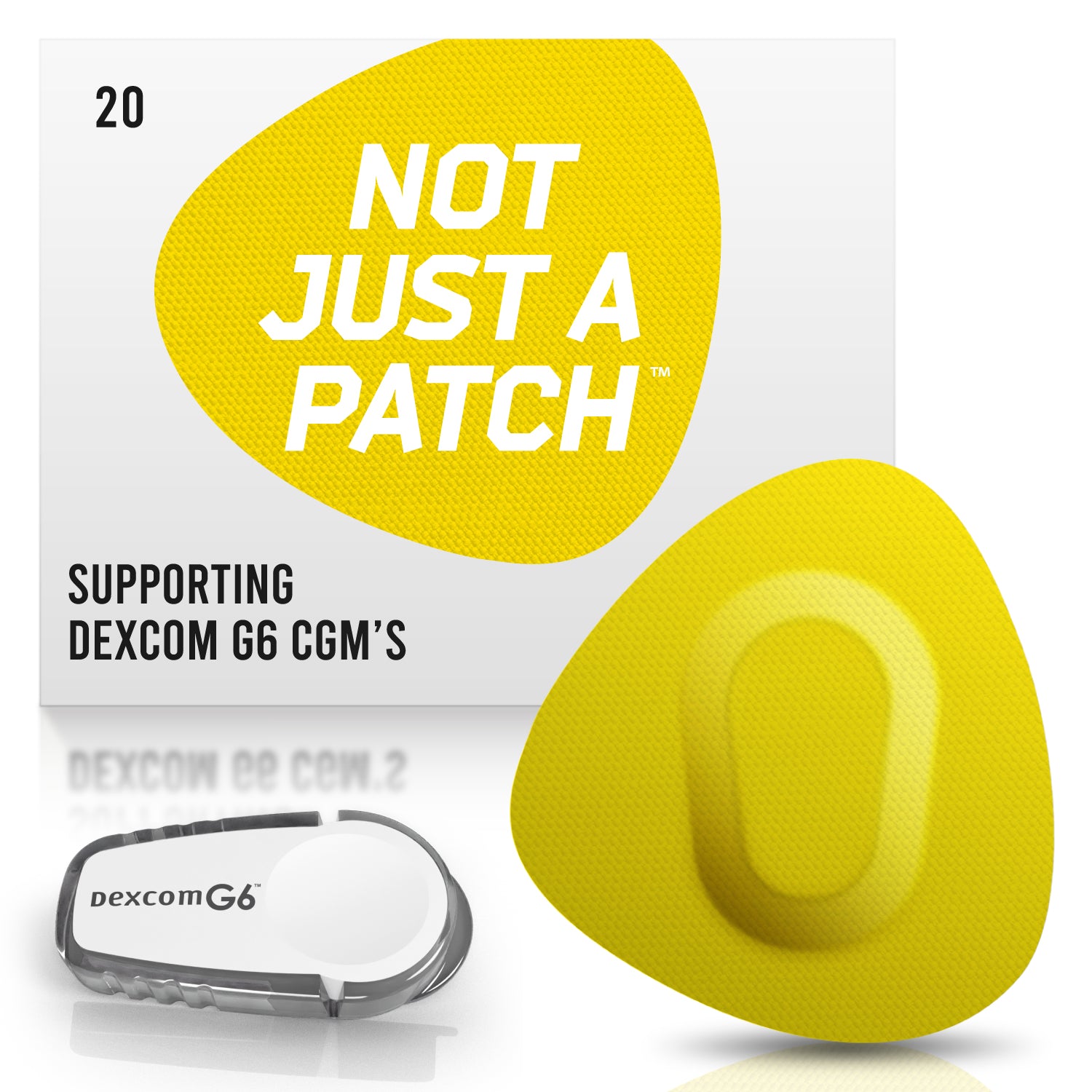 Not Just A Patch Dexcom G6 Adhesive Patches (20 Pack) - Dexcom G6 Stickers  Adhesive Patches for Skin - Water Resistant Dexcom Overpatch G6 for Active