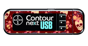 Bayer Contour Next USB Vinyl Sticker (Candy Skulls)