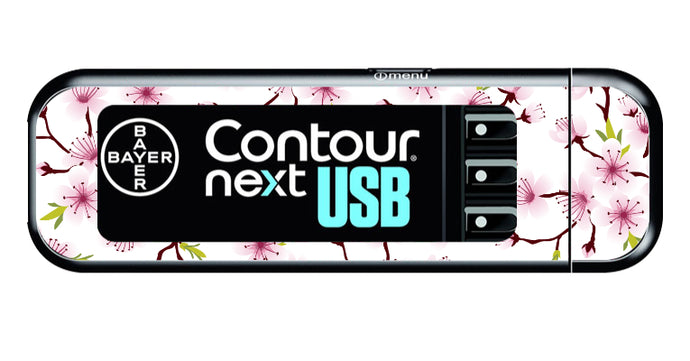 Bayer Contour Next USB Vinyl Sticker (White Cherry Blossom)