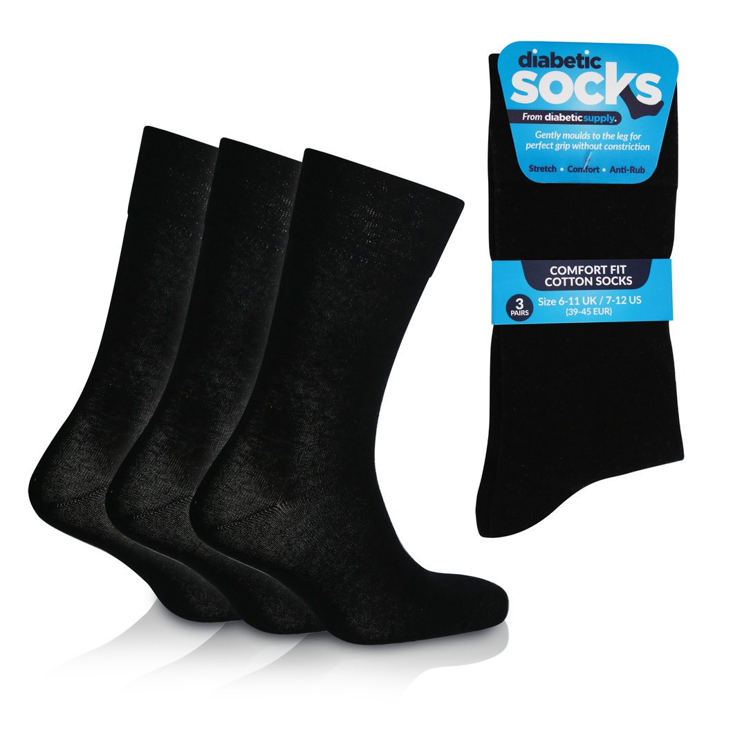 Mens Diabetic Socks Non Elastic Cotton Rich Soft Grip Comfort Top Sock UK  6-11