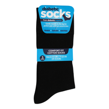 6 Pairs - Black - Mens Diabetic Soft Grip Non Elastic Loose Weave Top Diabetic Socks Size 6-11