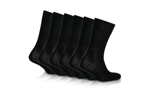 6 Pairs - Black - Mens Diabetic Soft Grip Non Elastic Loose Weave Top Diabetic Socks Size 6-11