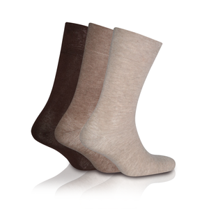 3 Pairs Brown - Mens Diabetic Soft Grip Non Elastic Loose Weave Top Diabetic Socks Size 6-11