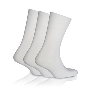 3 Pairs White - Mens Diabetic Soft Grip Non Elastic Loose Weave Top Diabetic Socks Size 6-11