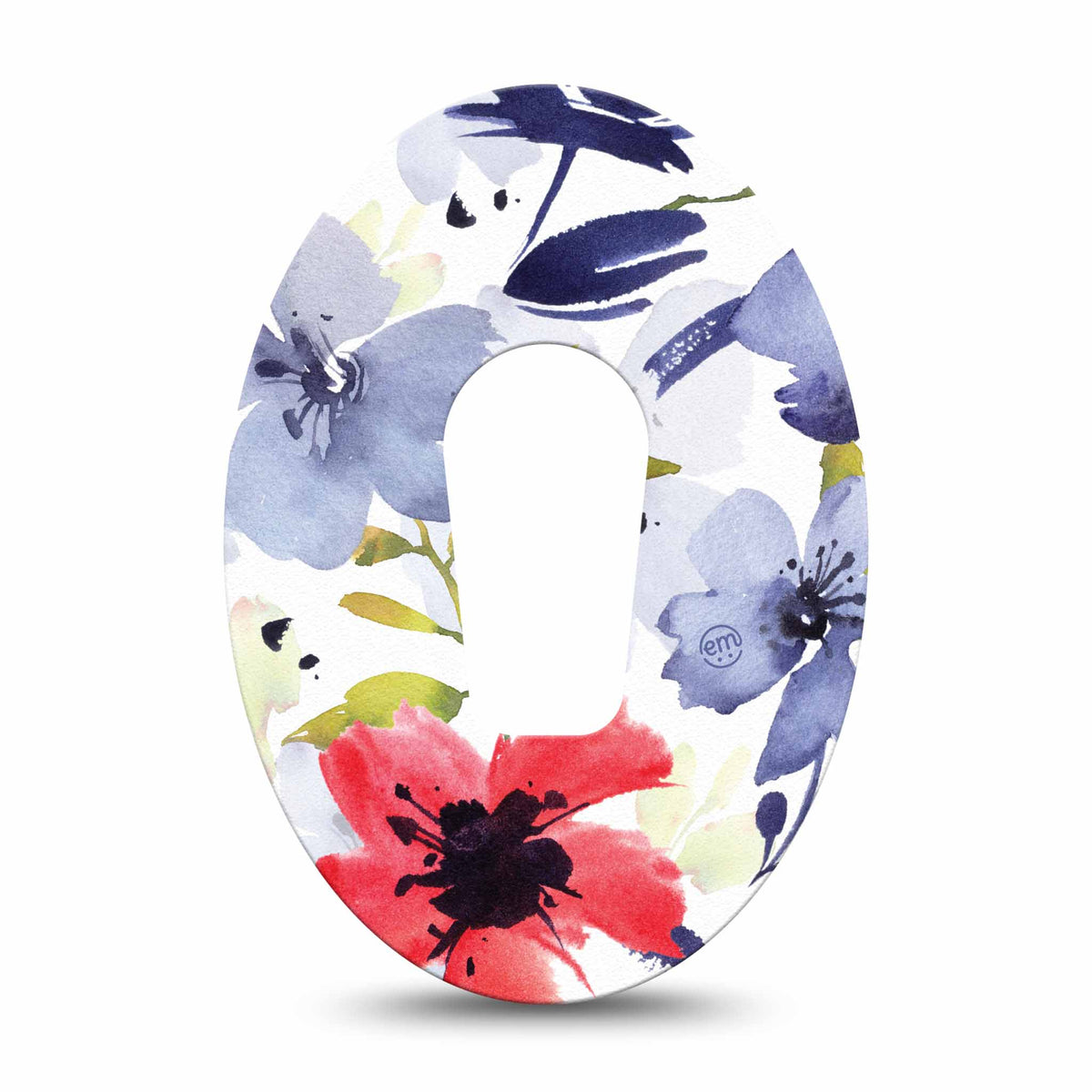 ExpressionMed Red, White and Blue Flowers Adhesive Patch Dexcom G6/One
