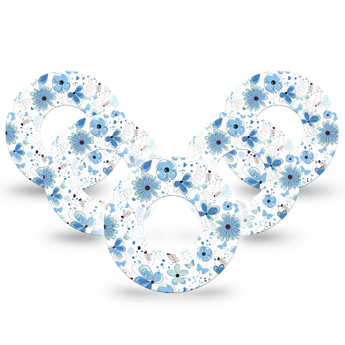 ExpressionMed Cute Blue Flowers Adhesive Patch Freestyle Libre 2